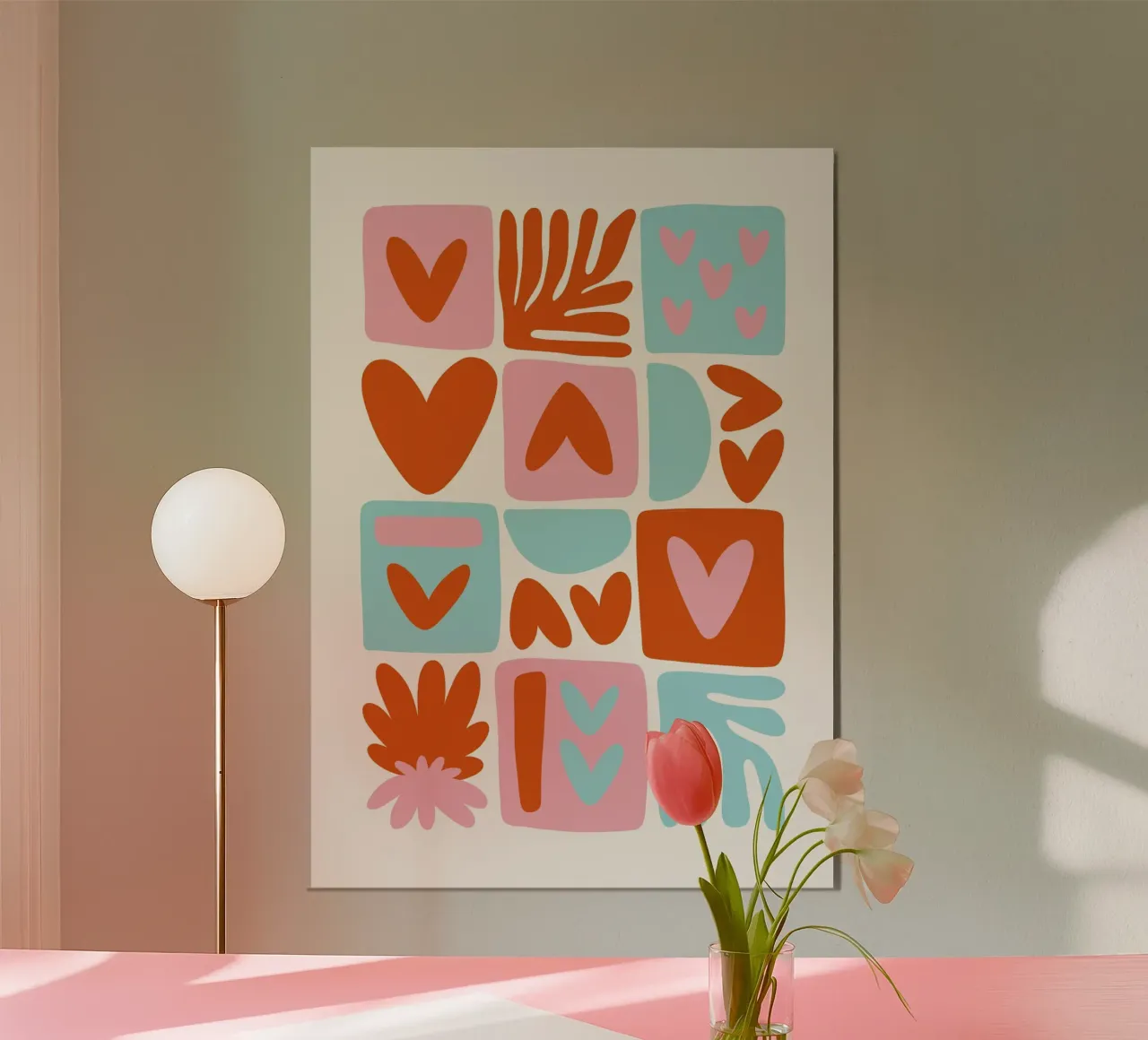 Modern Shape Pattern | Abstract Grid Print poster with wooden frame by NorwesClub