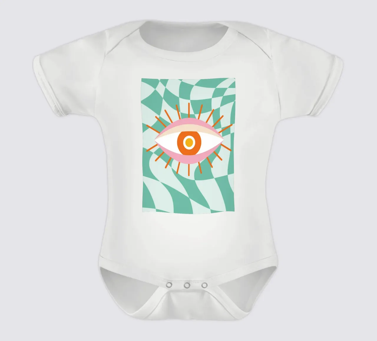 Eye Art | Abstract Oog Grafisch Ontwerp Print babyrompertje korte mouwen van NorwesClub