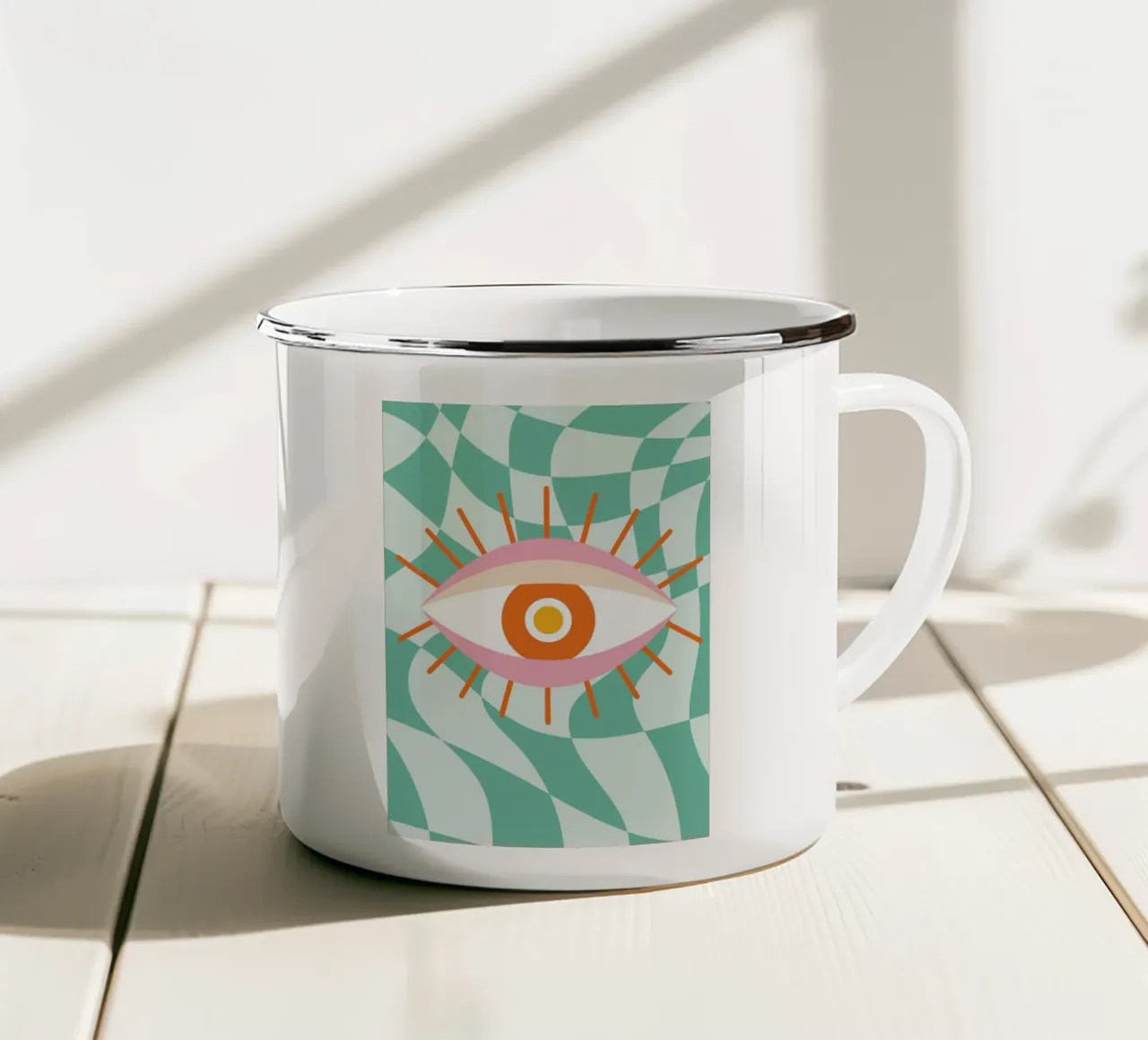 Eye Art | Abstract Oog Grafisch Ontwerp Print emaille mok van NorwesClub