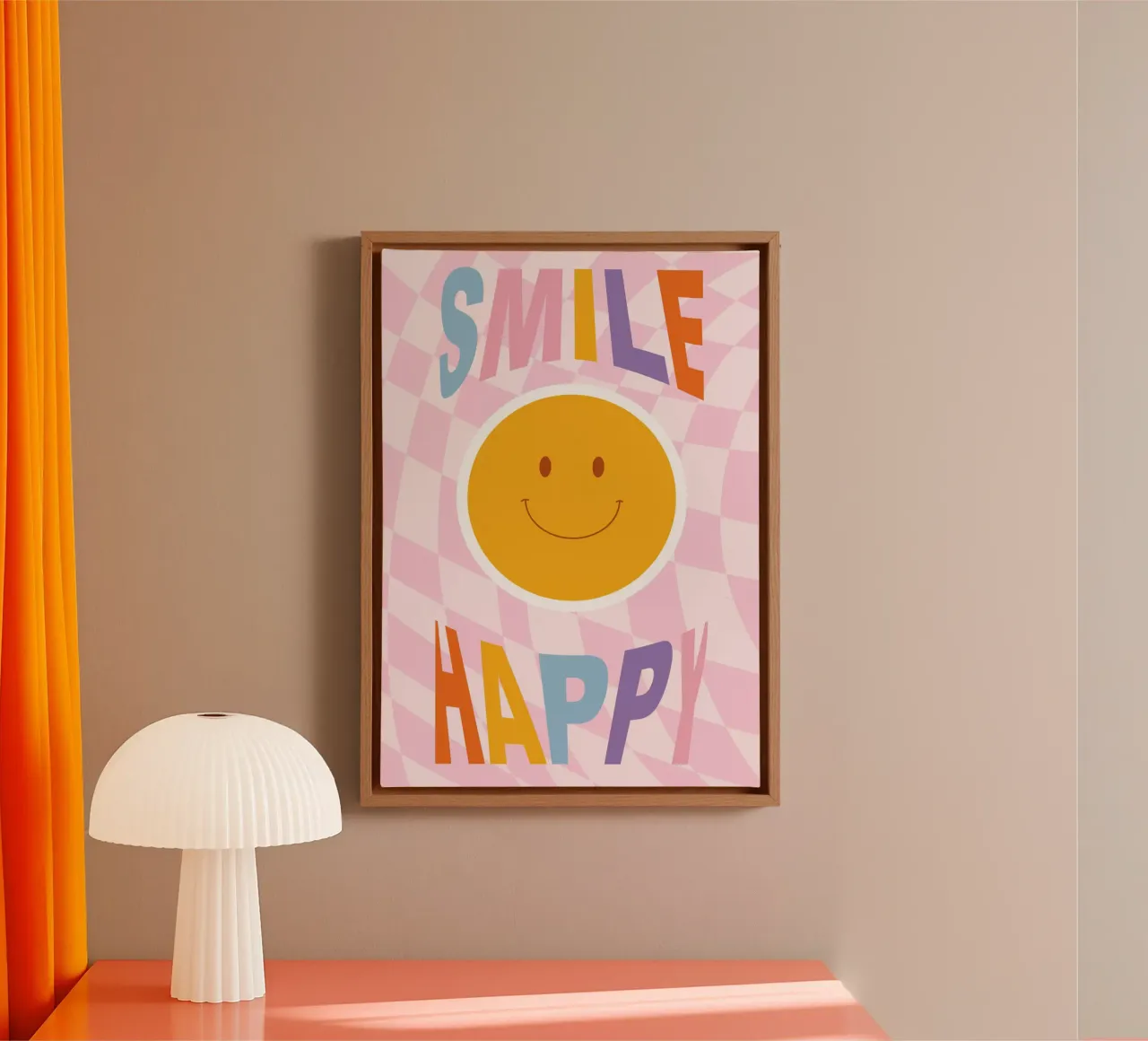 Happy Vibes Kunst | Groovy Glimlach Vrolijke Print canvas van NorwesClub