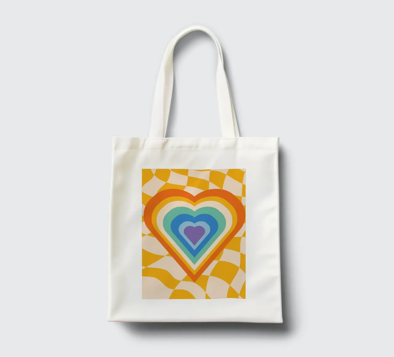 Abstract Hart Kunst | Groovy Gelaagd Hart Print jute draagtas van NorwesClub