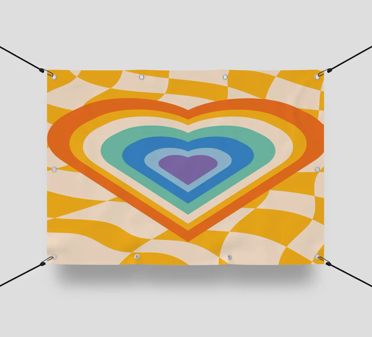 Abstract Hart Kunst | Groovy Gelaagd Hart Print pvc-zeil van NorwesClub