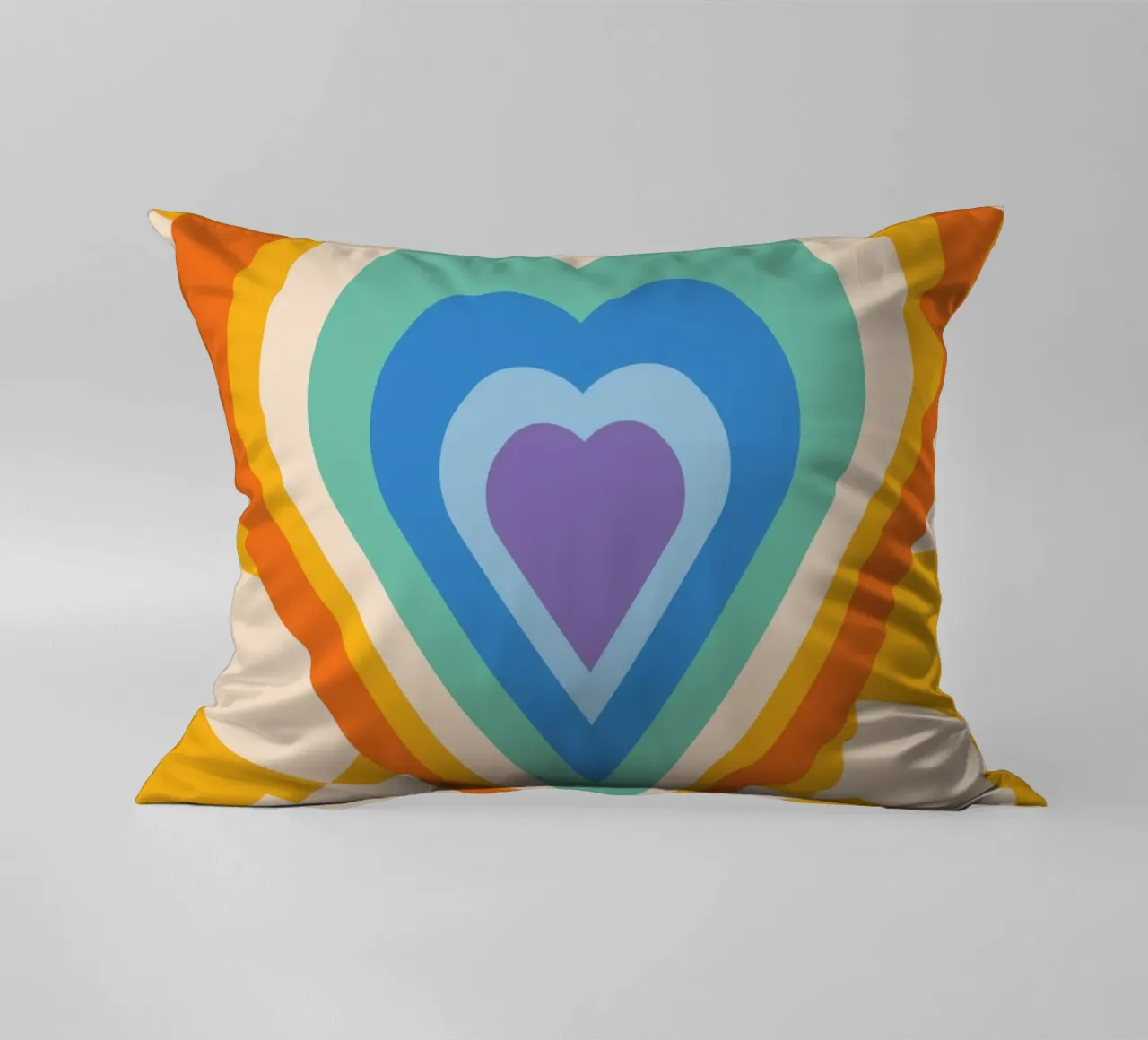 Abstract Heart Art | Groovy Layered Heart Print decorative cushion by NorwesClub
