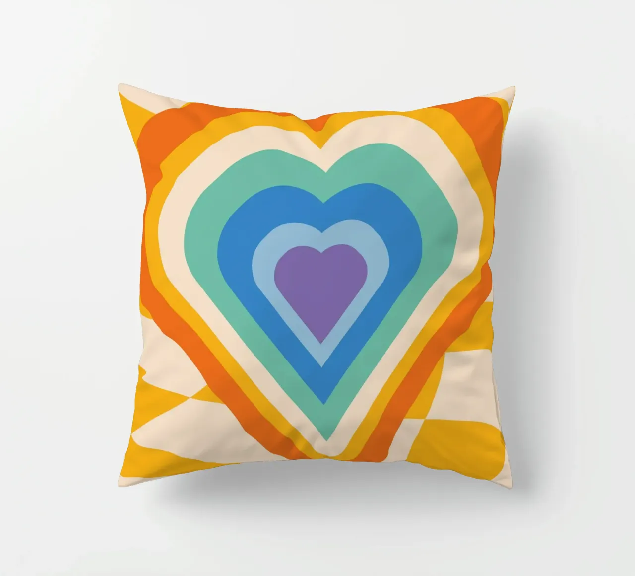 Abstract Heart Art | Groovy Layered Heart Print decorative cushion by NorwesClub