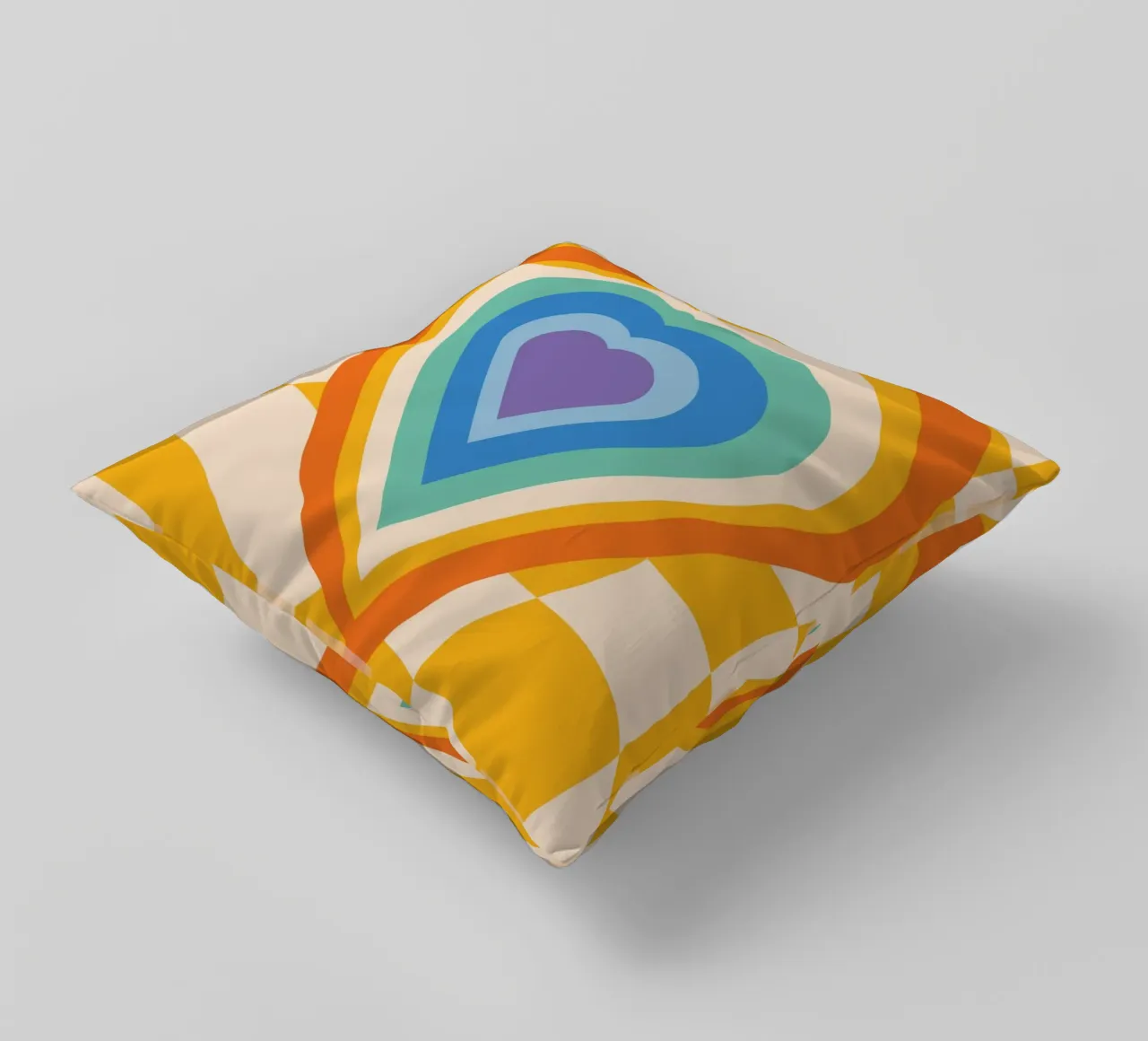 Abstract Heart Art | Groovy Layered Heart Print decorative cushion by NorwesClub