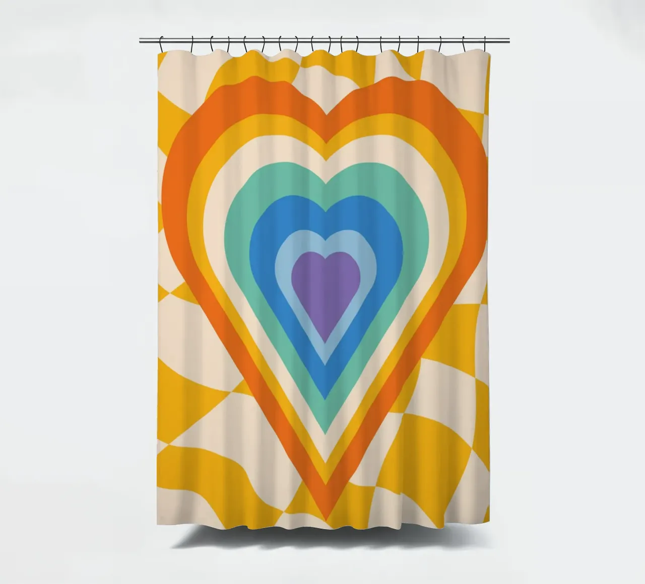Abstract Hart Kunst | Groovy Gelaagd Hart Print douchegordijn van NorwesClub
