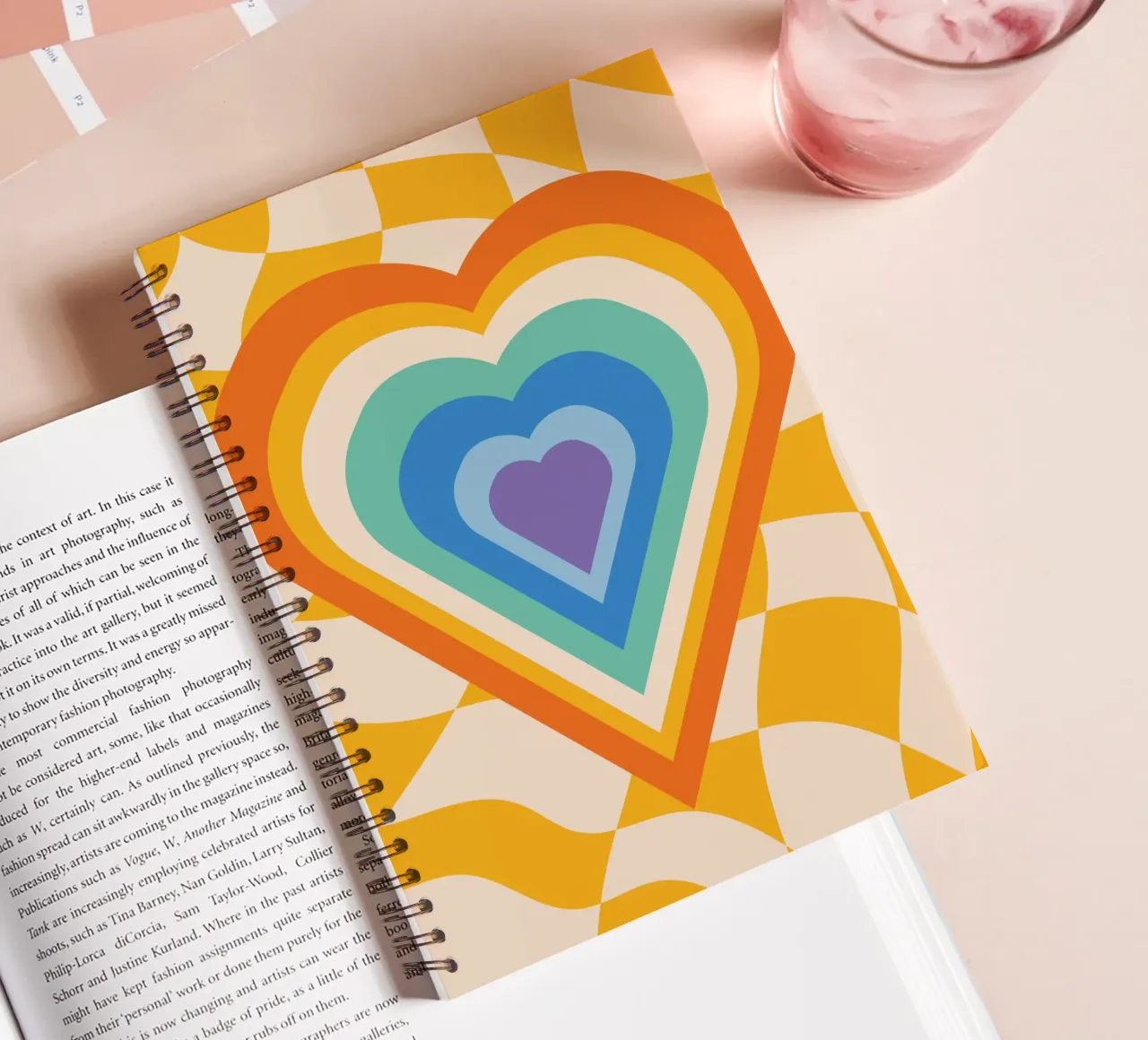 Abstract Heart Art | Groovy Layered Heart Print spiral notebook by NorwesClub