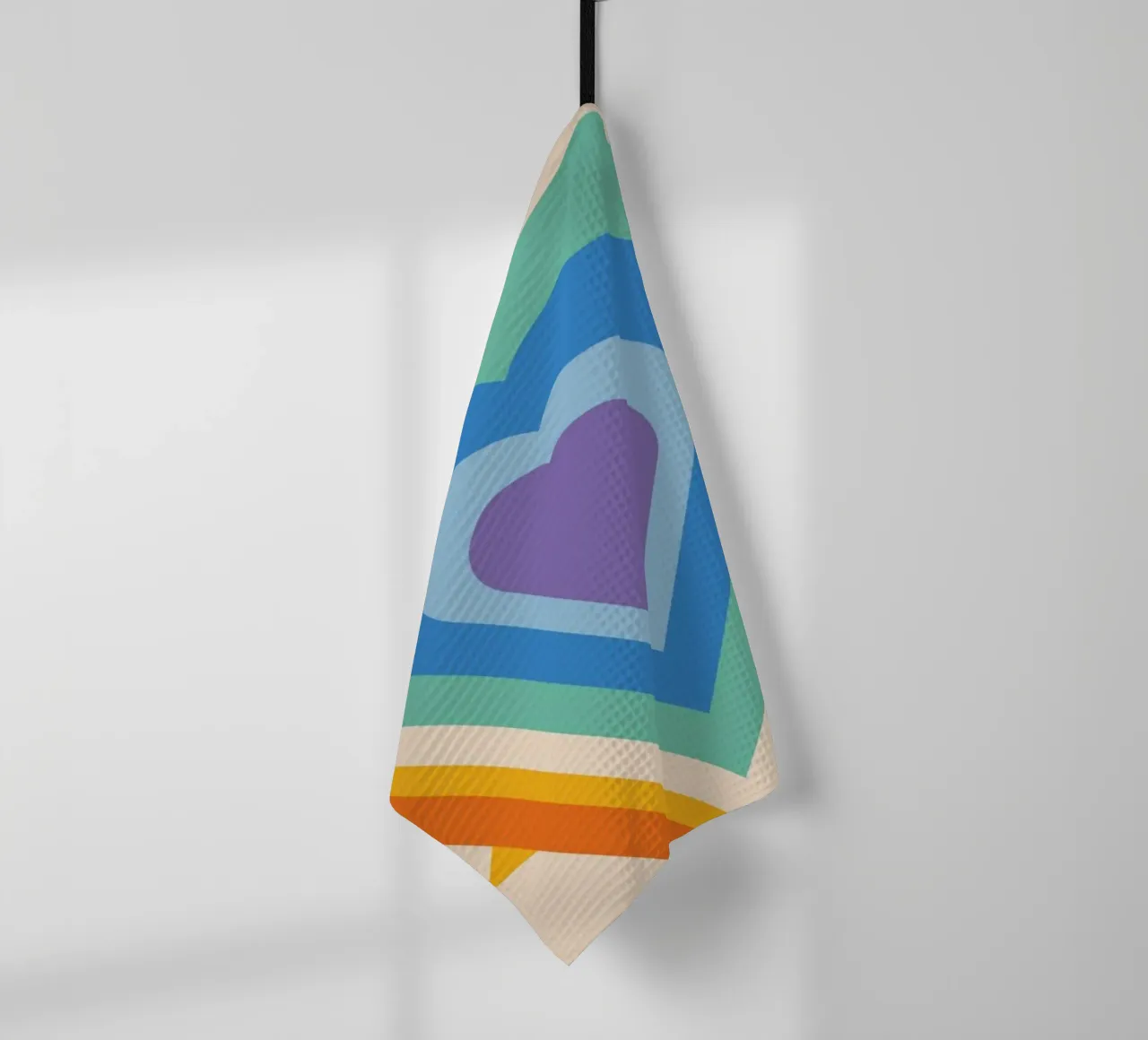 Abstract Hart Kunst | Groovy Gelaagd Hart Print theedoek van NorwesClub