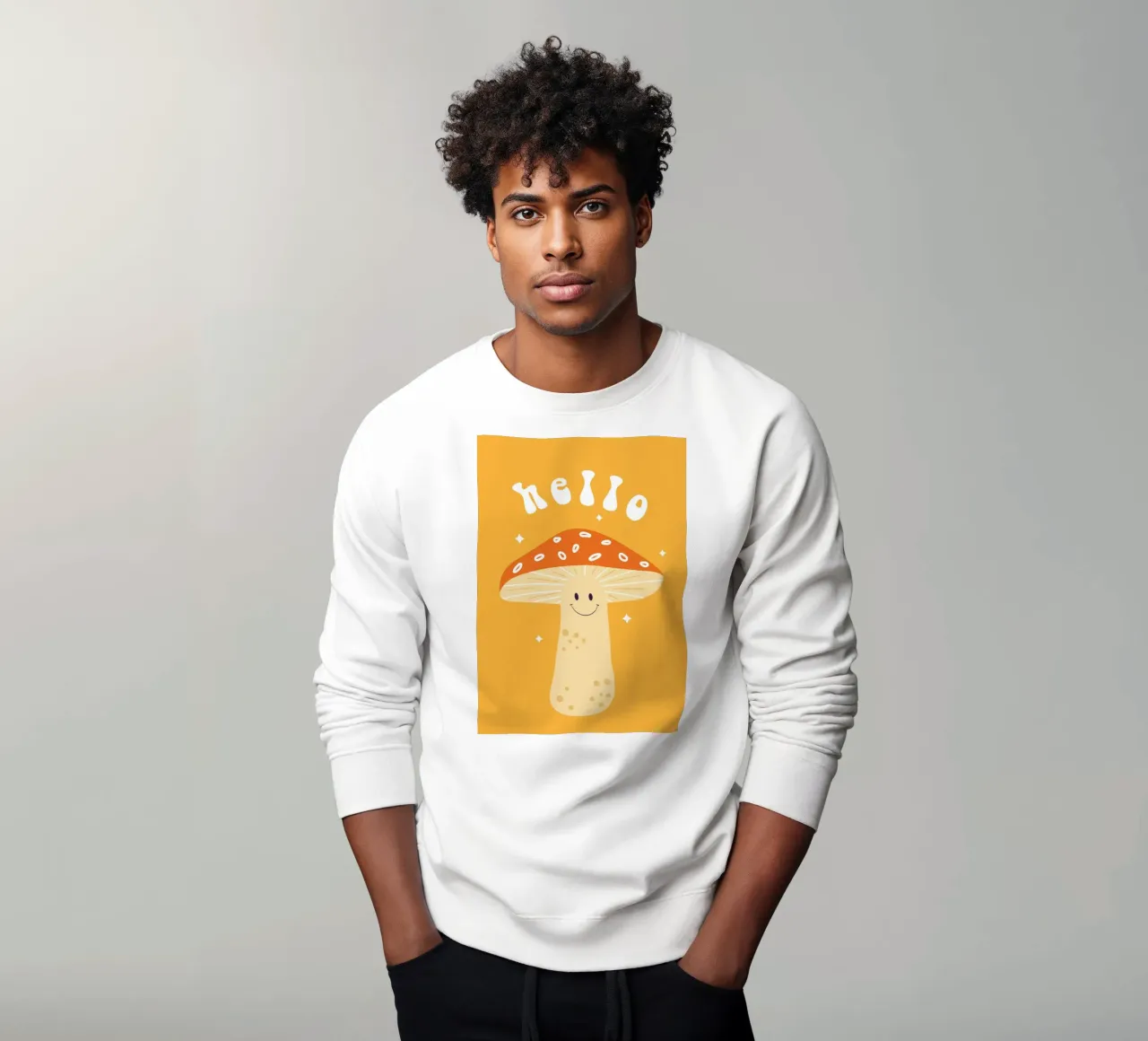 Mushroom Art | Friendly Hello Mushroom Print sweatshirt by NorwesClub