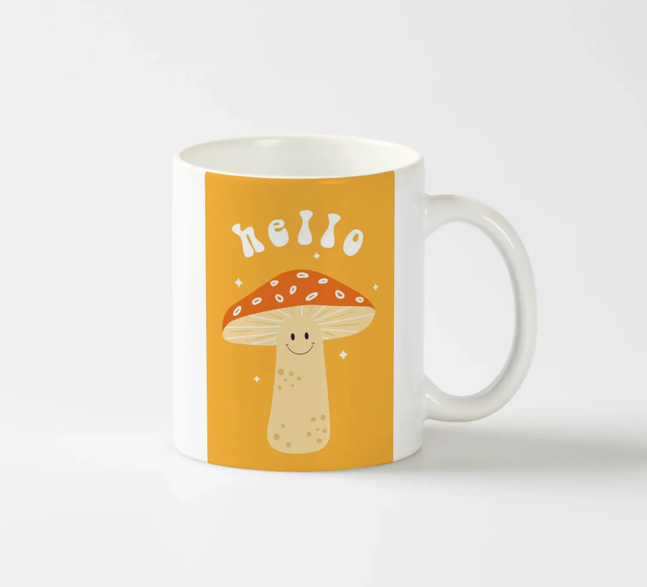 Mushroom Art | Friendly Hello Mushroom Print ceramic mug by NorwesClub