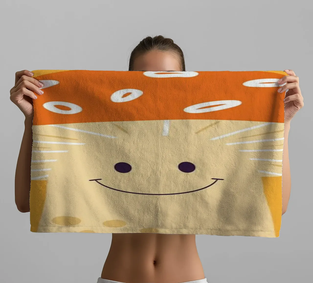 Mushroom Art | Friendly Hello Mushroom Print towel by NorwesClub