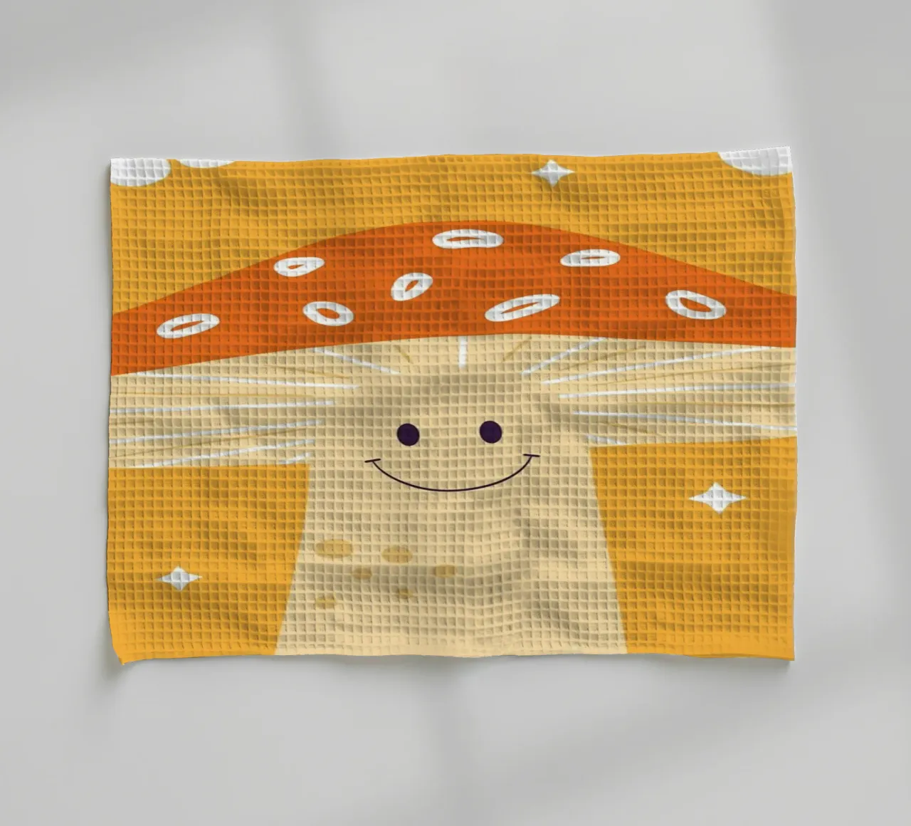 Mushroom Art | Friendly Hello Mushroom Print torchon de NorwesClub