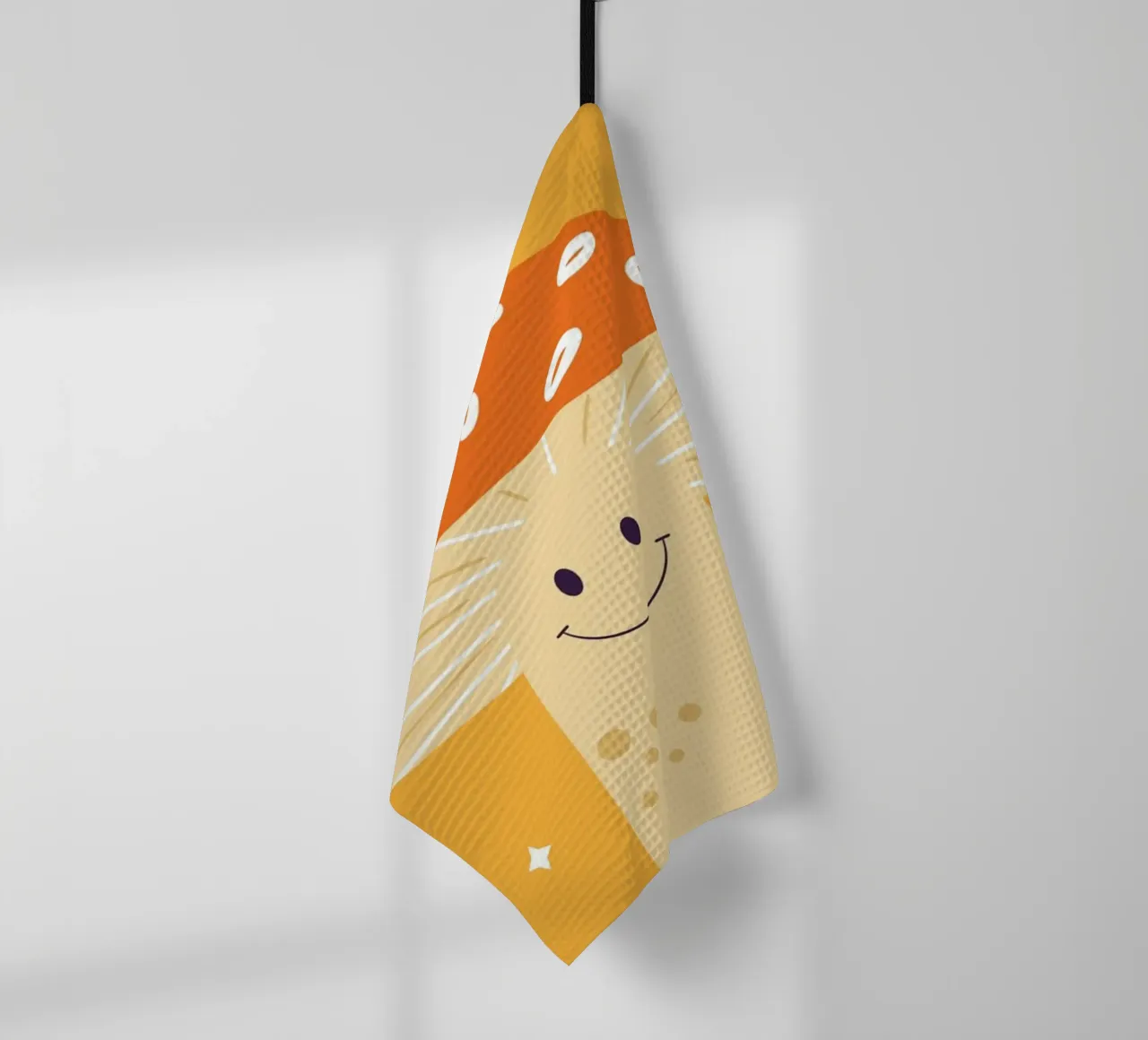 Mushroom Art | Friendly Hello Mushroom Print torchon de NorwesClub