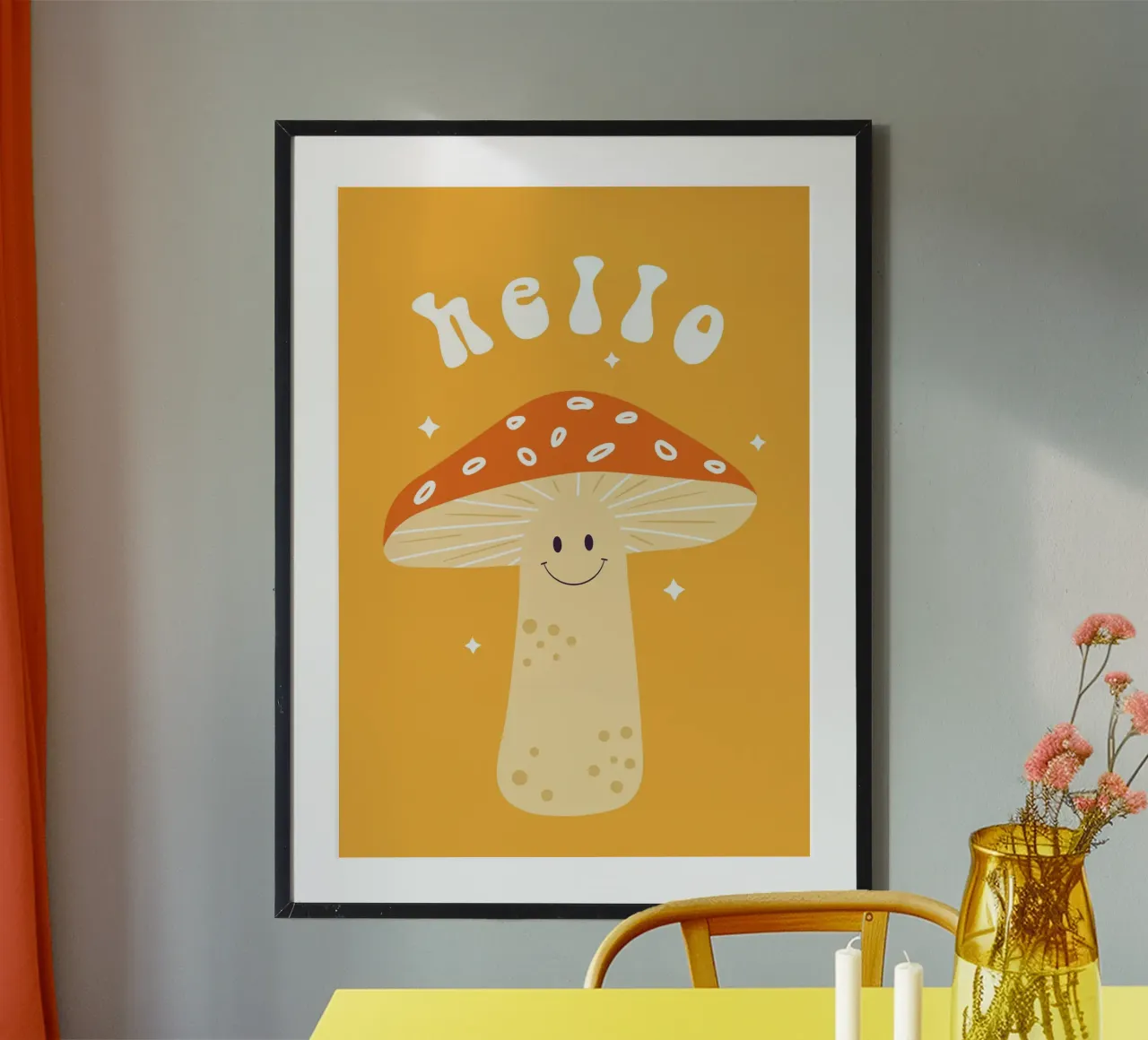 Mushroom Art | Friendly Hello Mushroom Print hahnemühle by NorwesClub