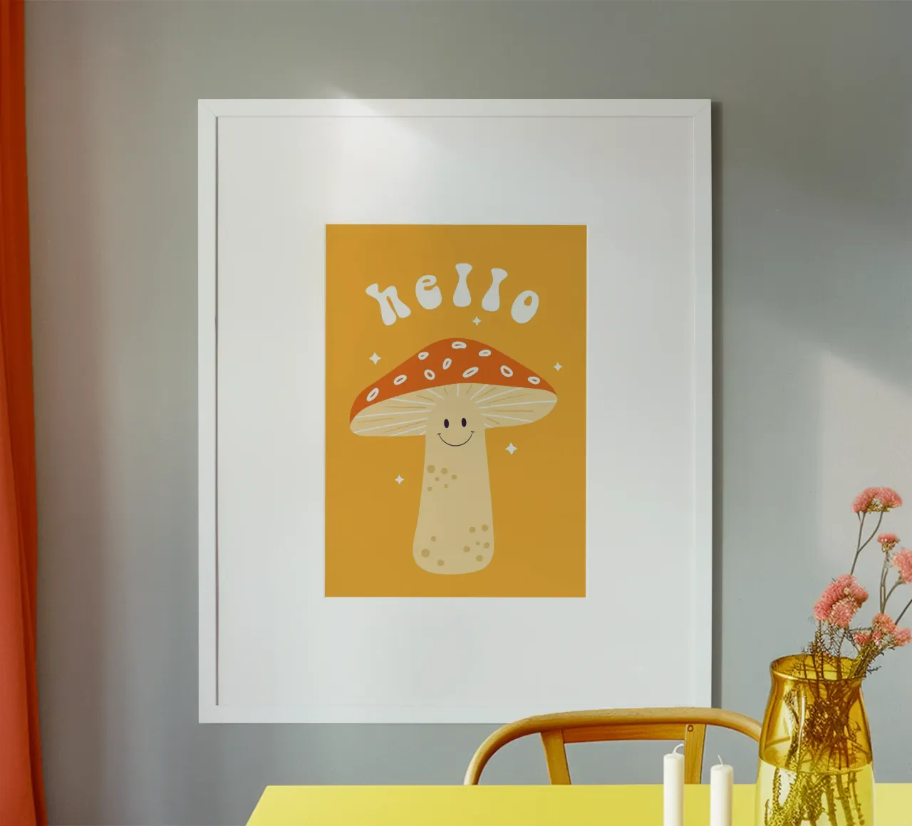 Mushroom Art | Friendly Hello Mushroom Print hahnemühle by NorwesClub