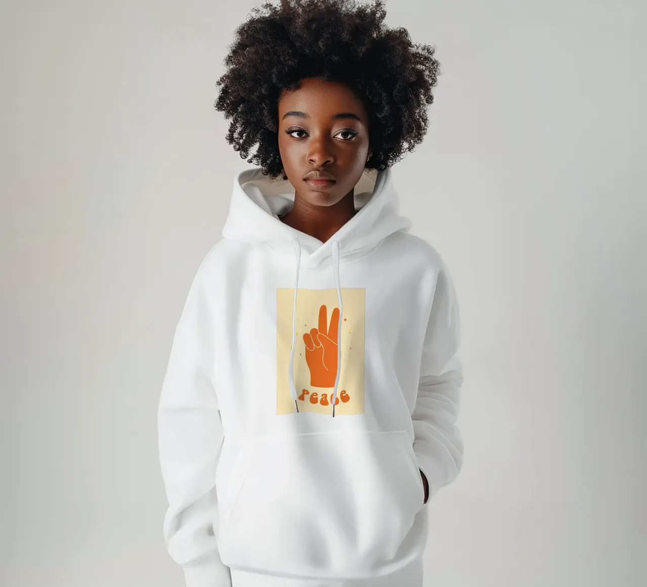 Design grafico groovy | Segno di pace stampato a mano felpa con cappuccio da NorwesClub