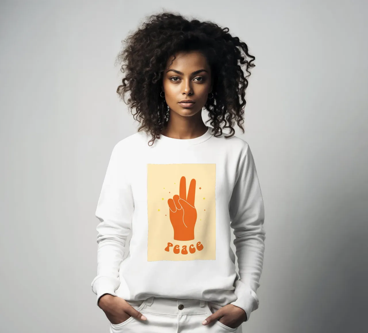Groovy Graphic Design | Peace Sign Hand Print Sweatshirt von NorwesClub