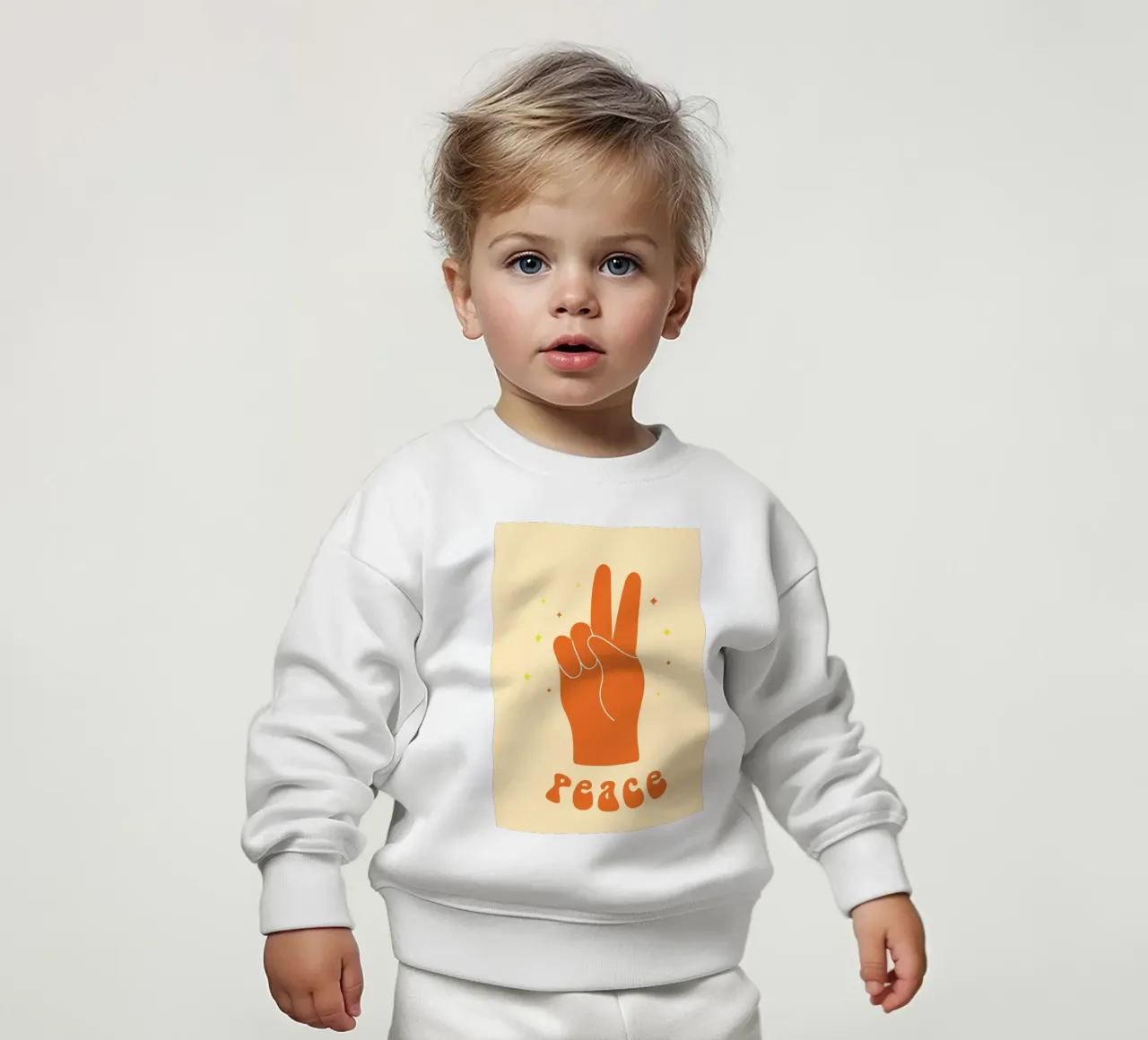 Design grafico groovy | Segno di pace stampato a mano felpa neonato da NorwesClub