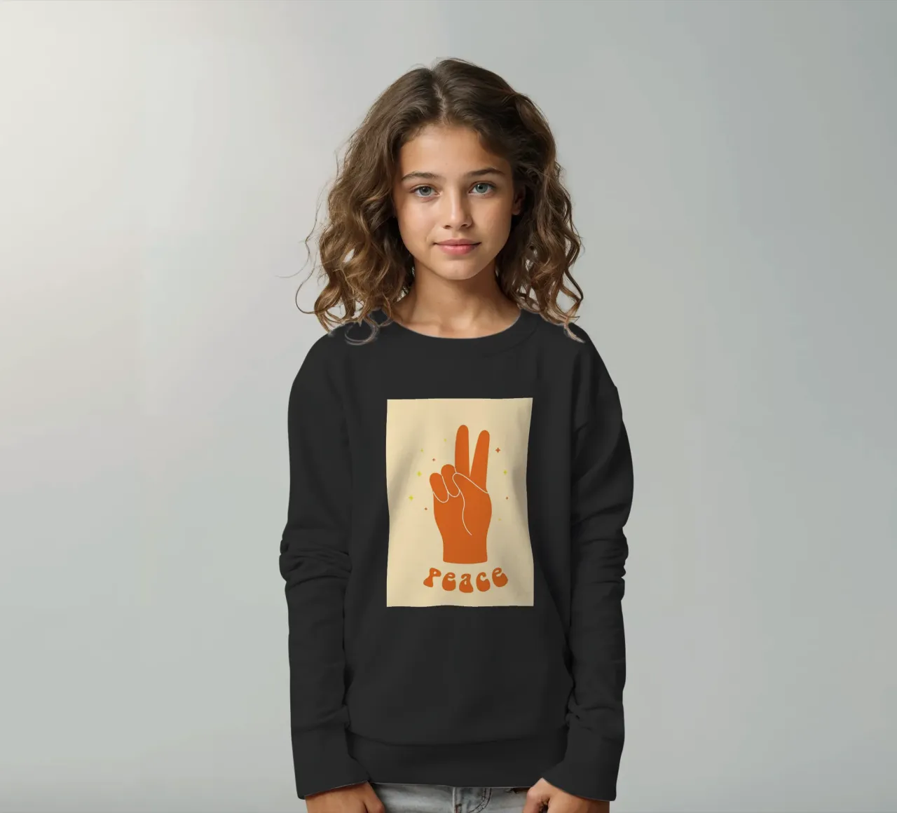 Design grafico groovy | Segno di pace stampato a mano felpa bambino da NorwesClub
