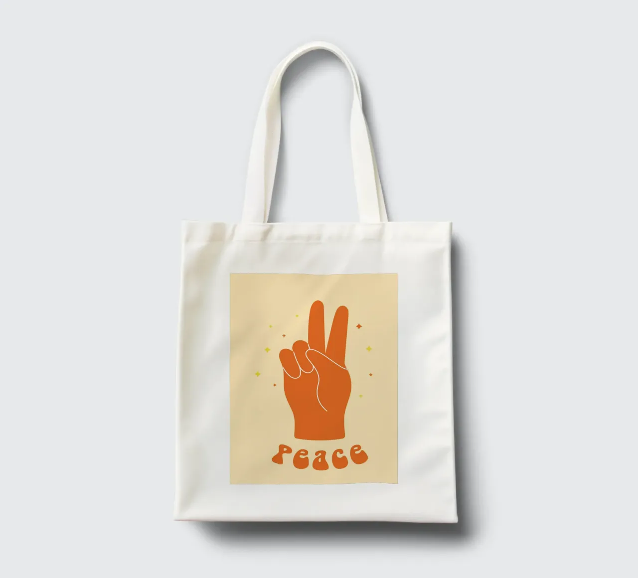 Design grafico groovy | Segno di pace stampato a mano borsa in juta da NorwesClub