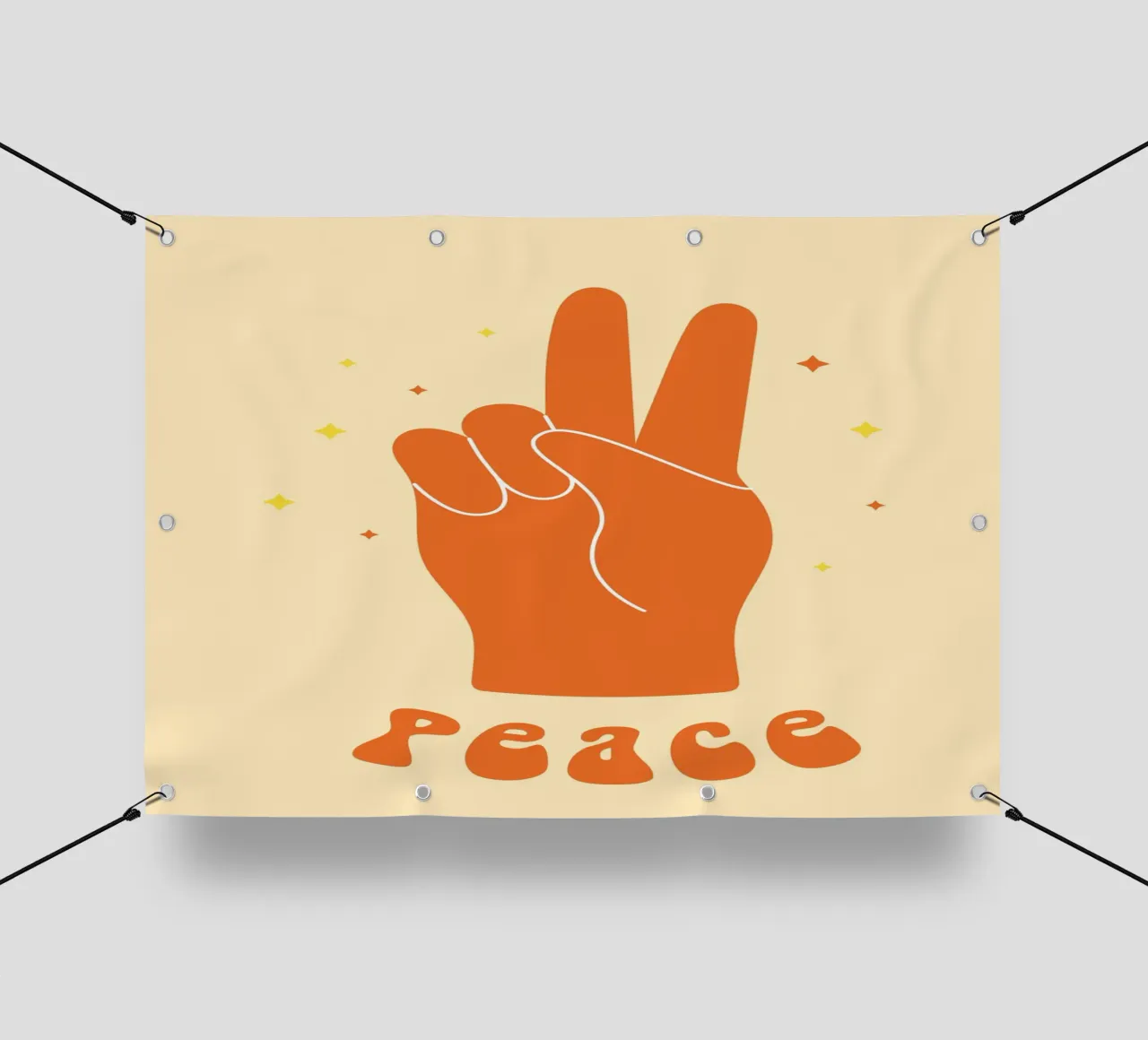 Design grafico groovy | Segno di pace stampato a mano telo in pvc da NorwesClub