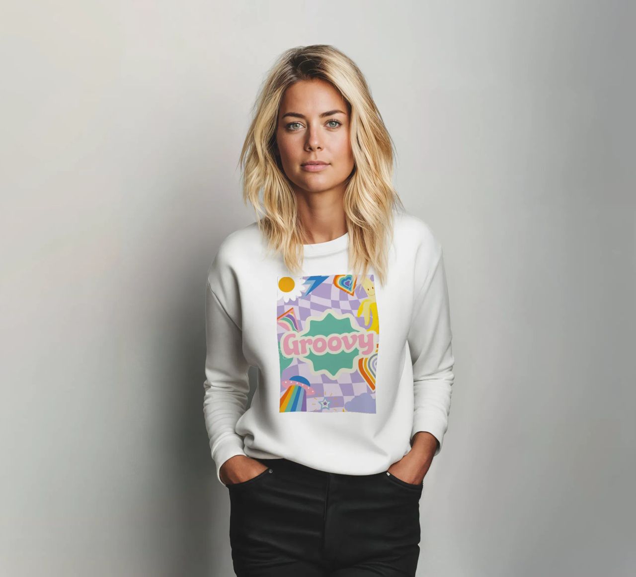 Botros Zaki Groovy Vibes - Psychedelic Art Print sweatshirt by NorwesClub