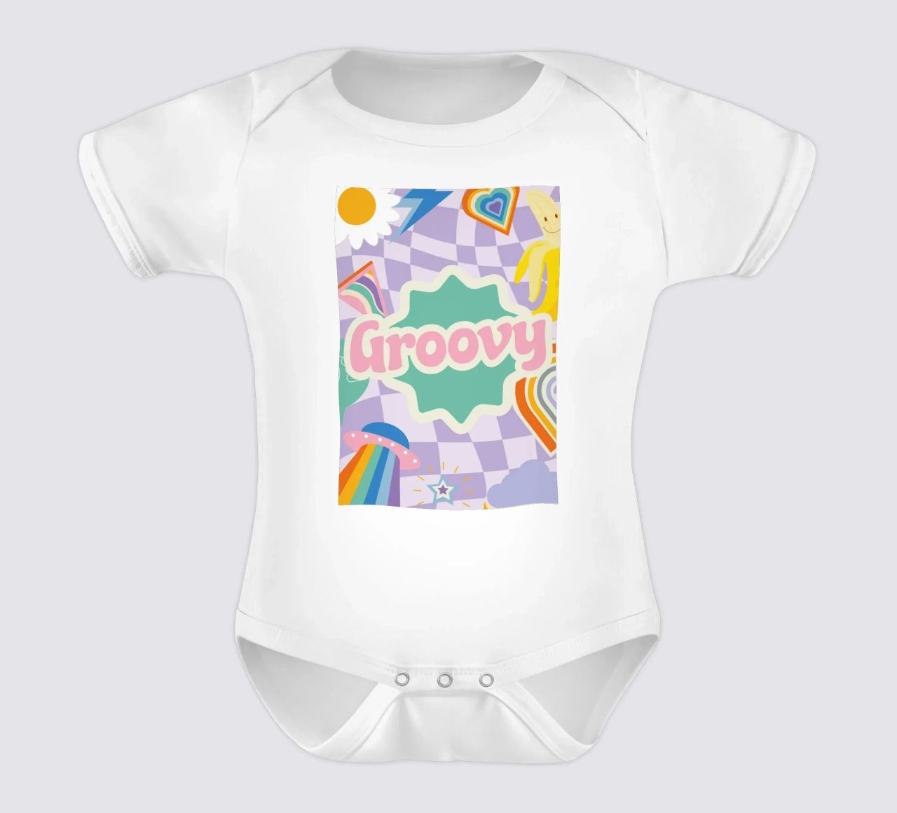 Botros Zaki Groovy Vibes - Psychedelischer Kunstdruck Kurzarm Babybody von NorwesClub