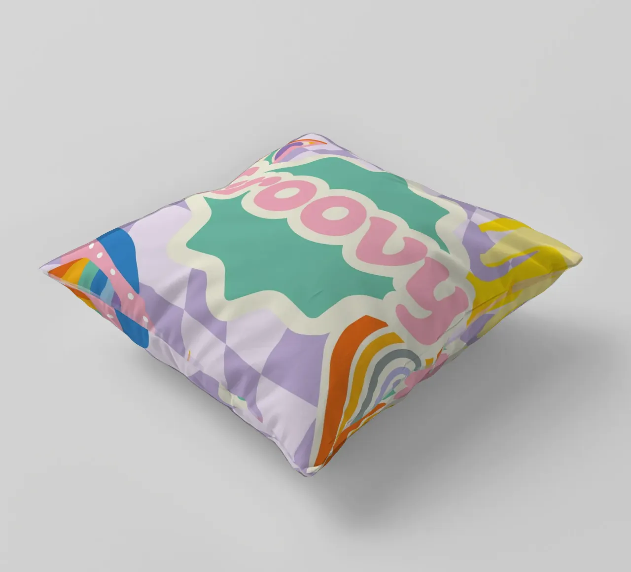 Botros Zaki Groovy Vibes - Psychedelic Art Print decorative cushion by NorwesClub