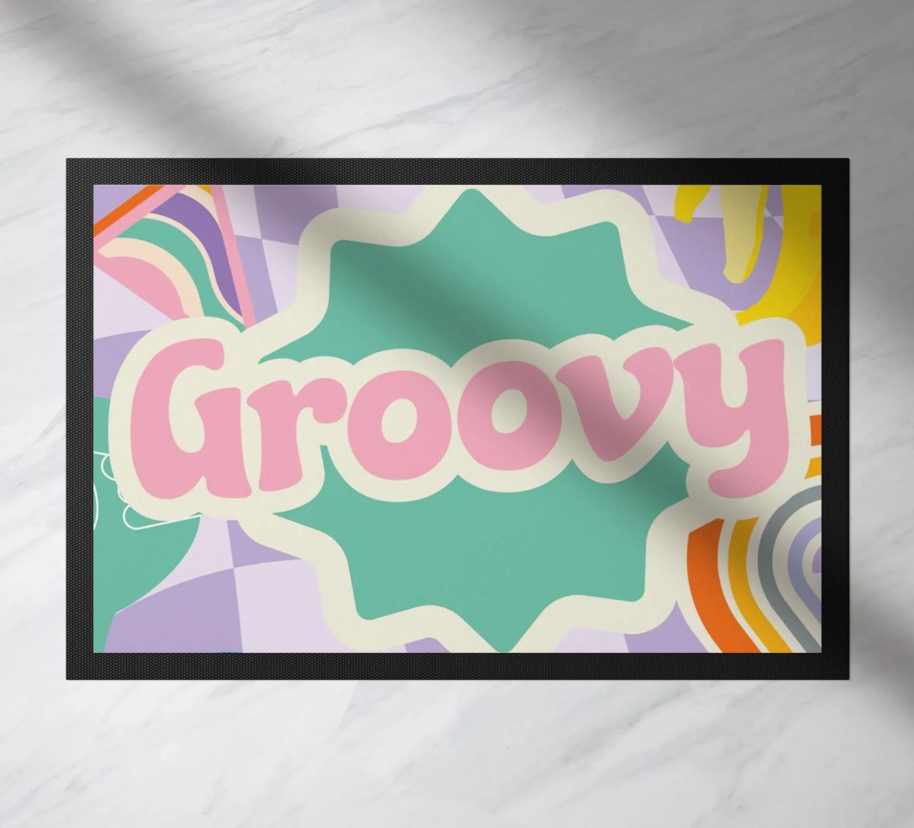 Botros Zaki Groovy Vibes - Psychedelic Art Print doormat by NorwesClub