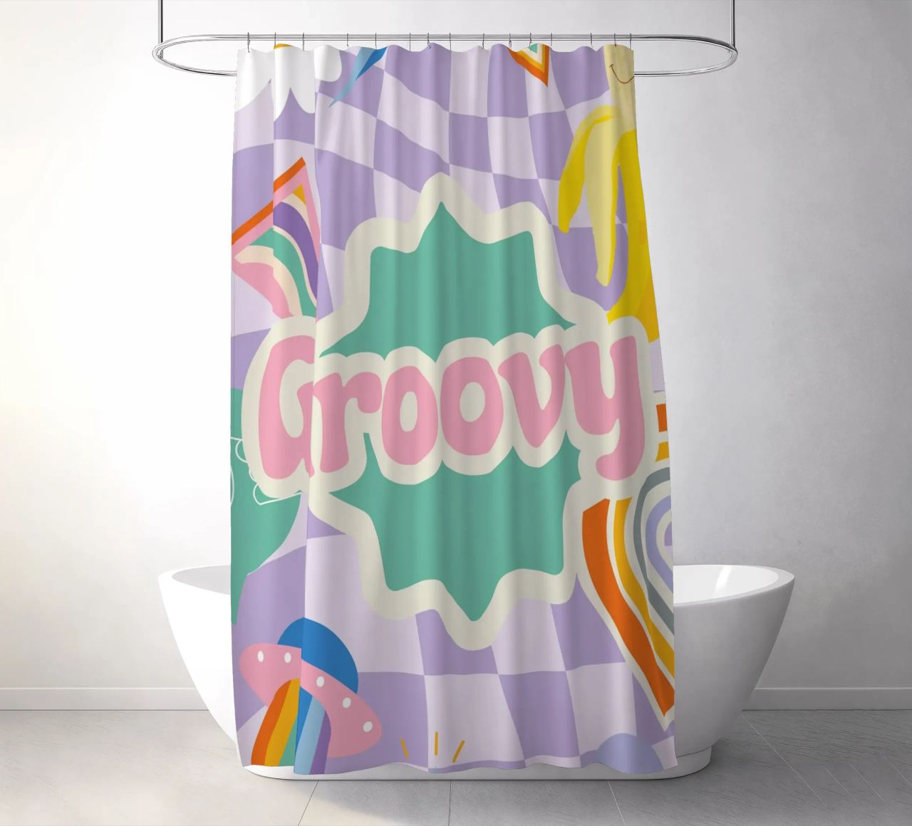 Botros Zaki Groovy Vibes - Psychedelischer Kunstdruck Duschvorhang von NorwesClub