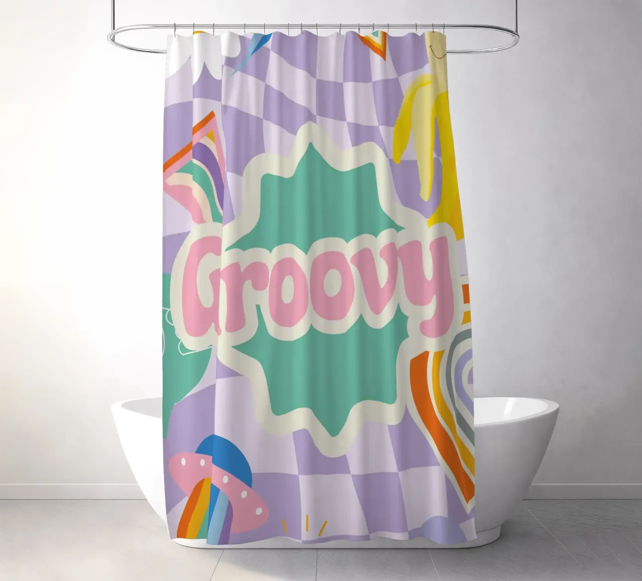 Botros Zaki Groovy Vibes - Psychedelischer Kunstdruck Duschvorhang von NorwesClub