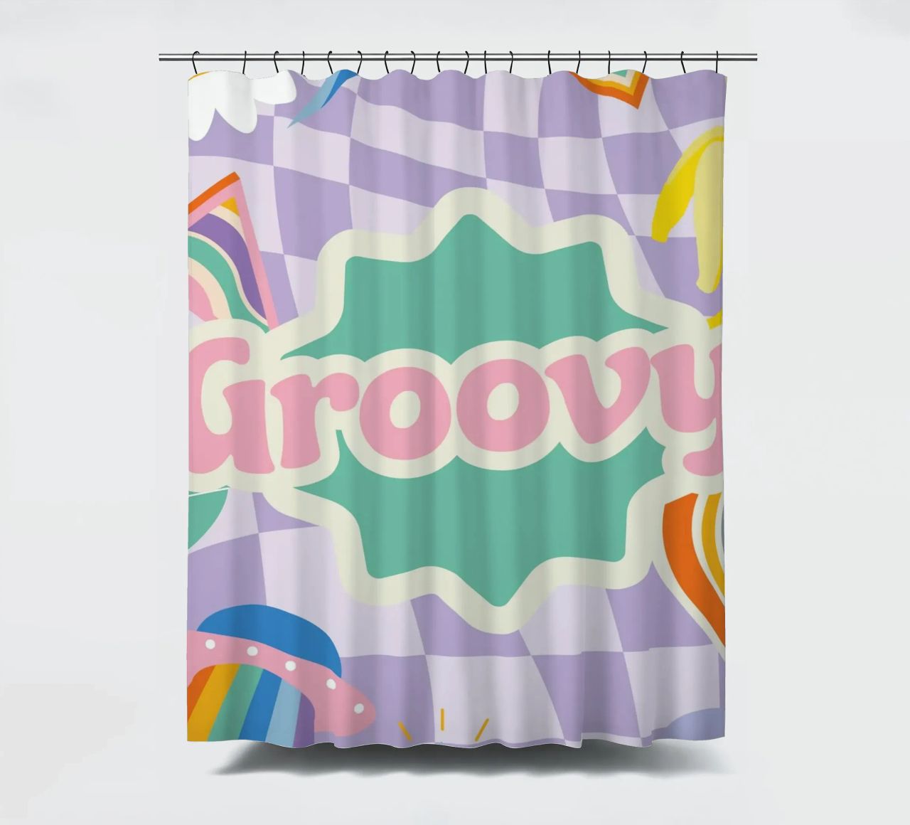 Botros Zaki Groovy Vibes - Psychedelischer Kunstdruck Duschvorhang von NorwesClub