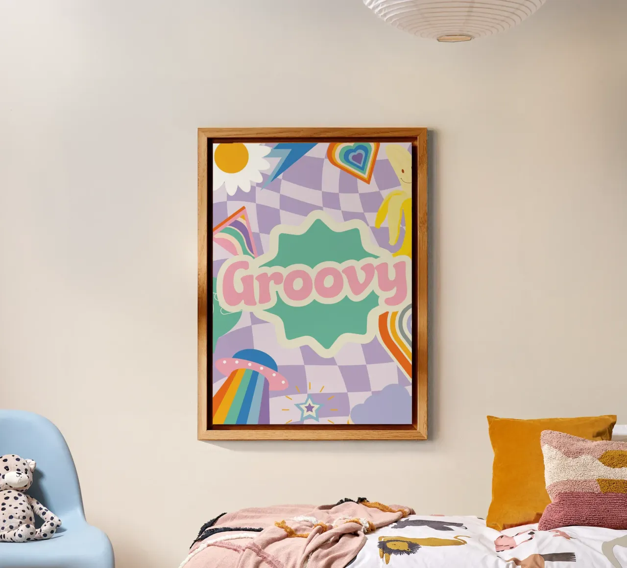 Botros Zaki Groovy Vibes - Psychedelic Art Print alu-dibond by NorwesClub