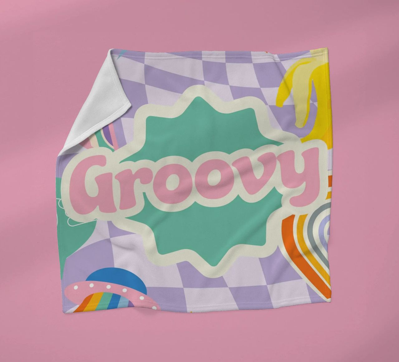 Botros Zaki Groovy Vibes - Psychedelic Art Print fleece blanket by NorwesClub