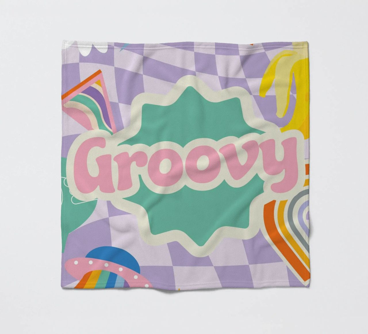 Botros Zaki Groovy Vibes - Psychedelic Art Print fleece blanket by NorwesClub