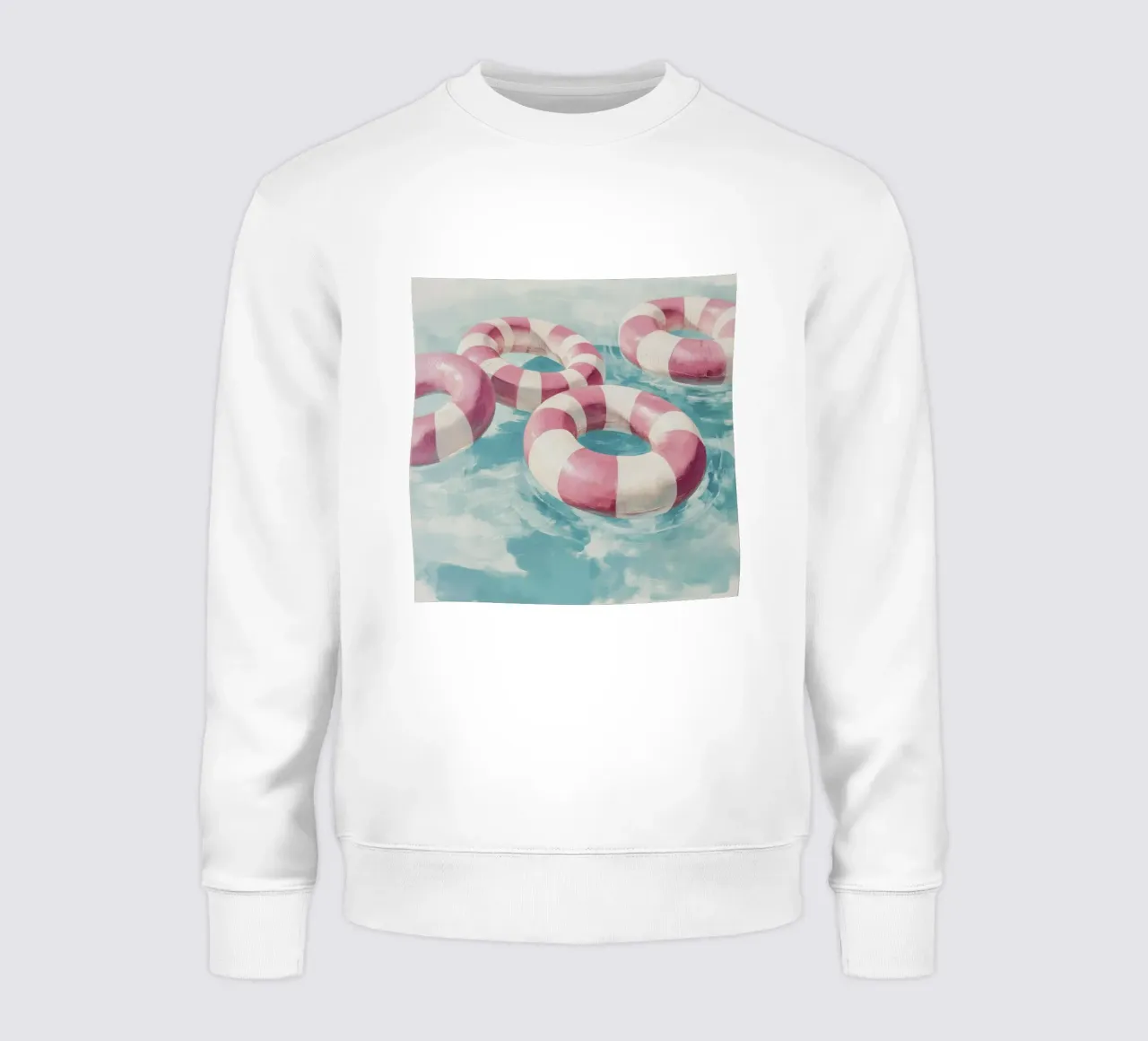 Galleggianti per piscina a strisce rosa in una sognante fuga acquerellata felpa da Modern Muse