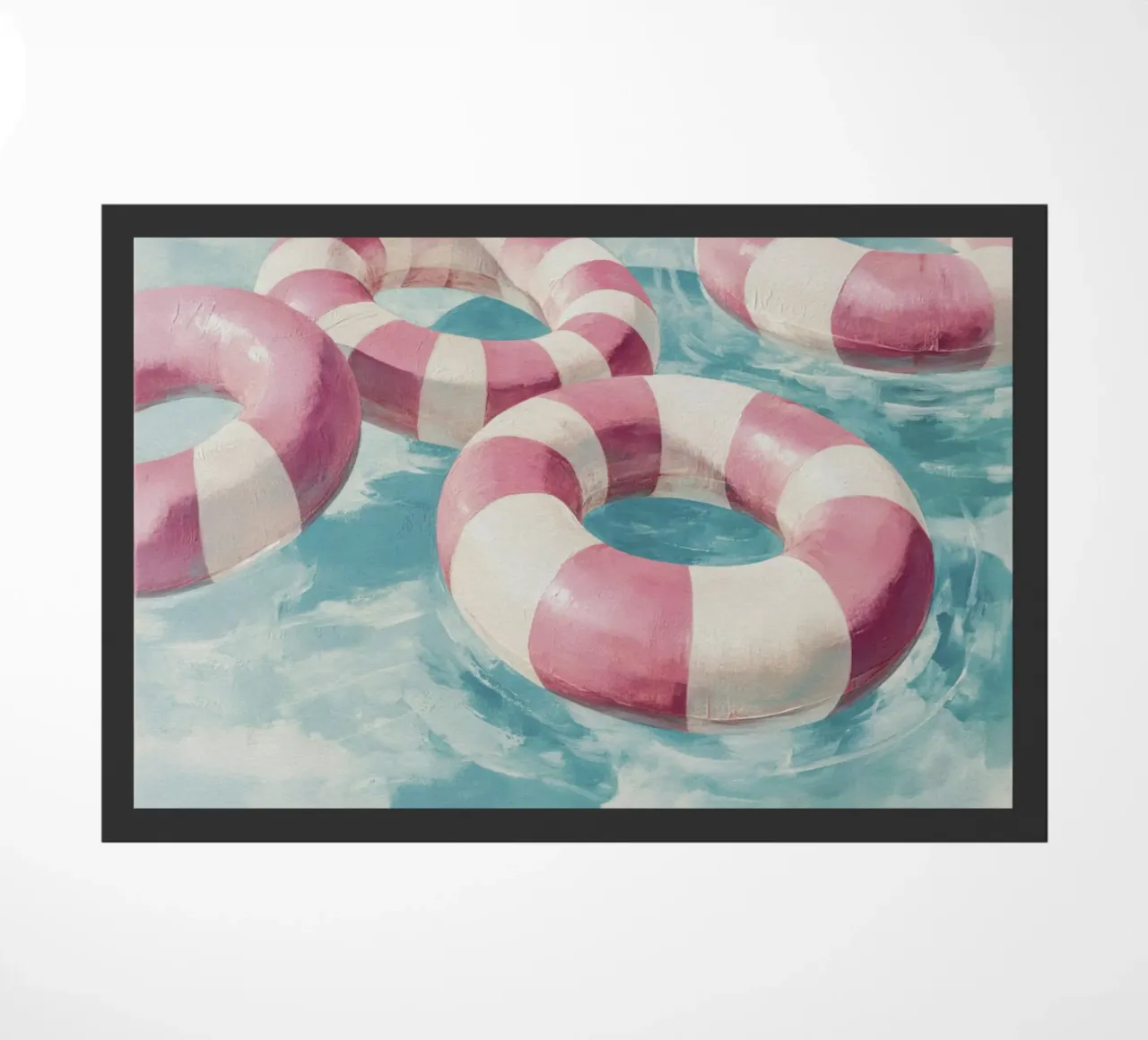 Galleggianti per piscina a strisce rosa in una sognante fuga acquerellata zerbino da Modern Muse