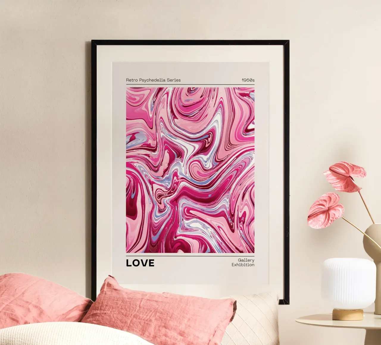 Retro Psychedelia | Vloeibare LIEFDE Abstracte Print hahnemühle van NorwesClub