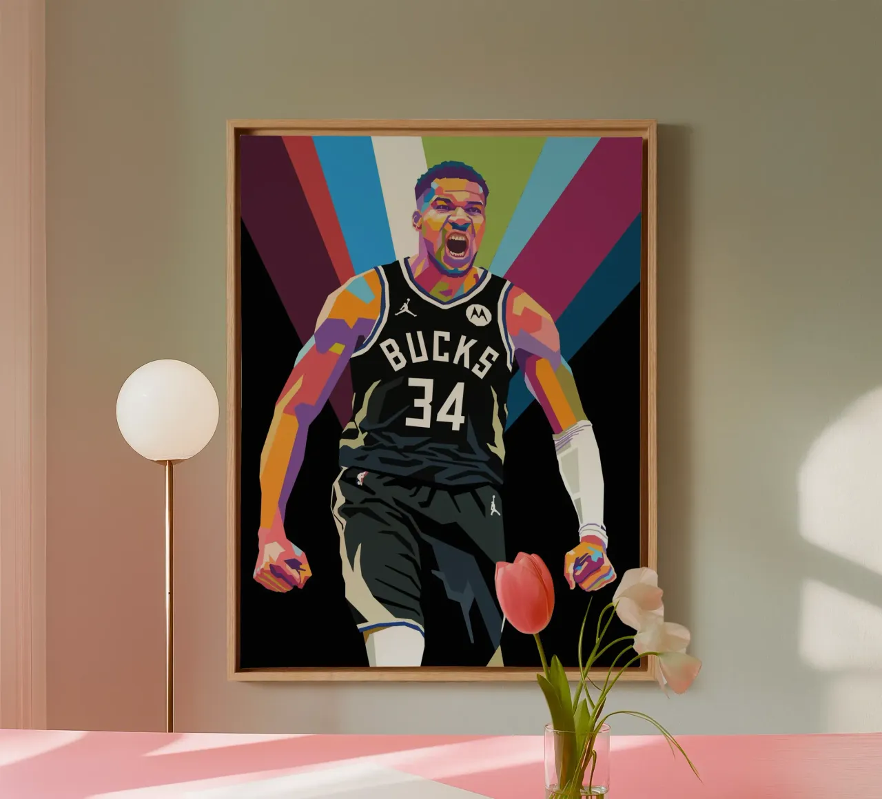 Giannis Antetokounmpo artistic design tela con Cornice a cassetta da Hantamrata