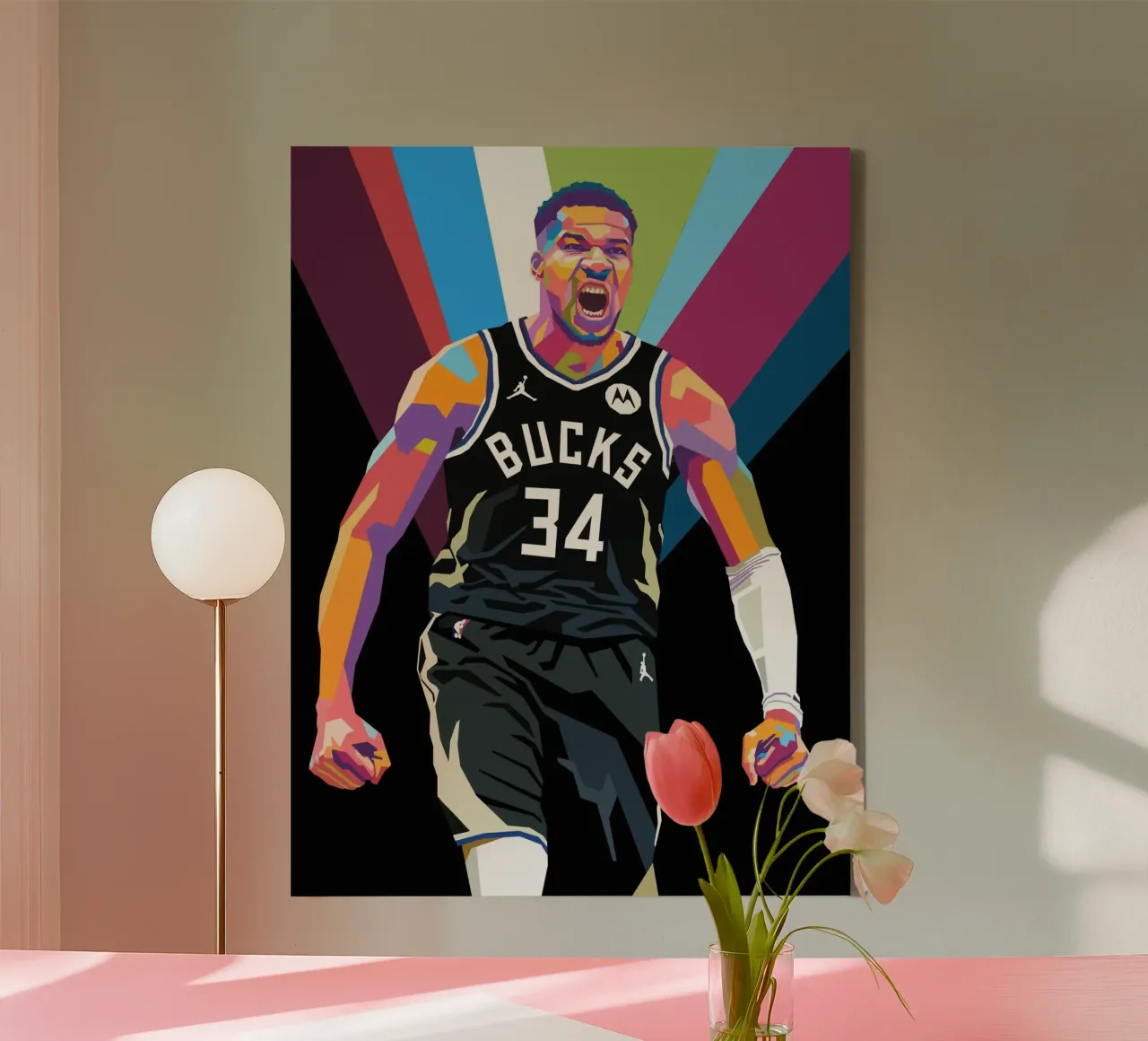 Giannis Antetokounmpo artistic design tela con Cornice a cassetta da Hantamrata