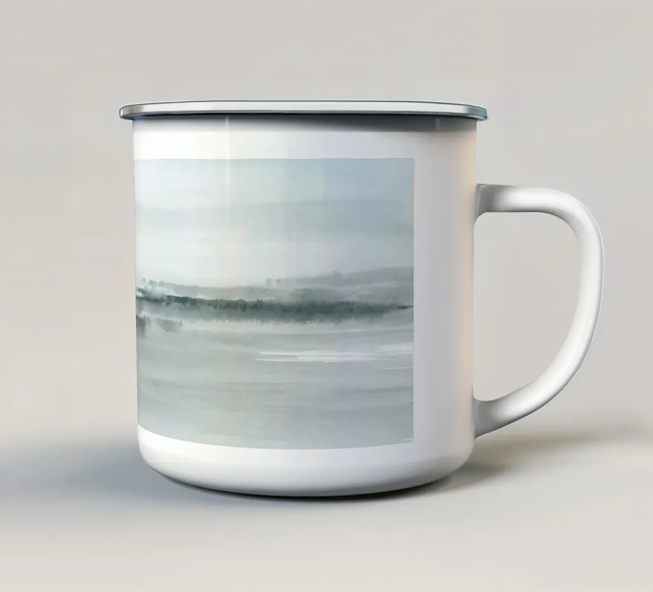 Paesaggio astratto bluastro tazza in smalto da NouveauPrints