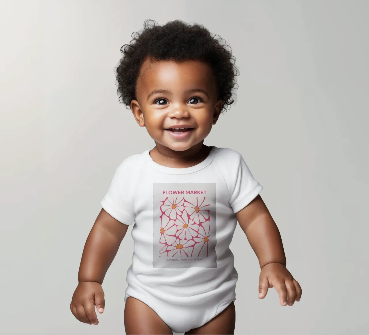 Botanischer Druck Kunst | Blumenmarkt Muster Druck Kurzarm Babybody von NorwesClub