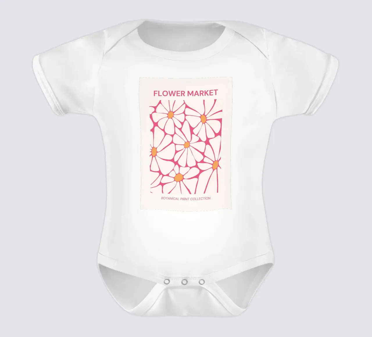 Botanischer Druck Kunst | Blumenmarkt Muster Druck Kurzarm Babybody von NorwesClub