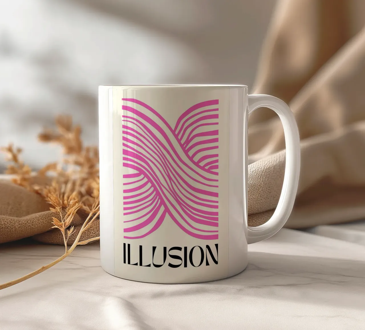 Botros Zaki Illusion - Abstracte grafische print keramische mok van NorwesClub