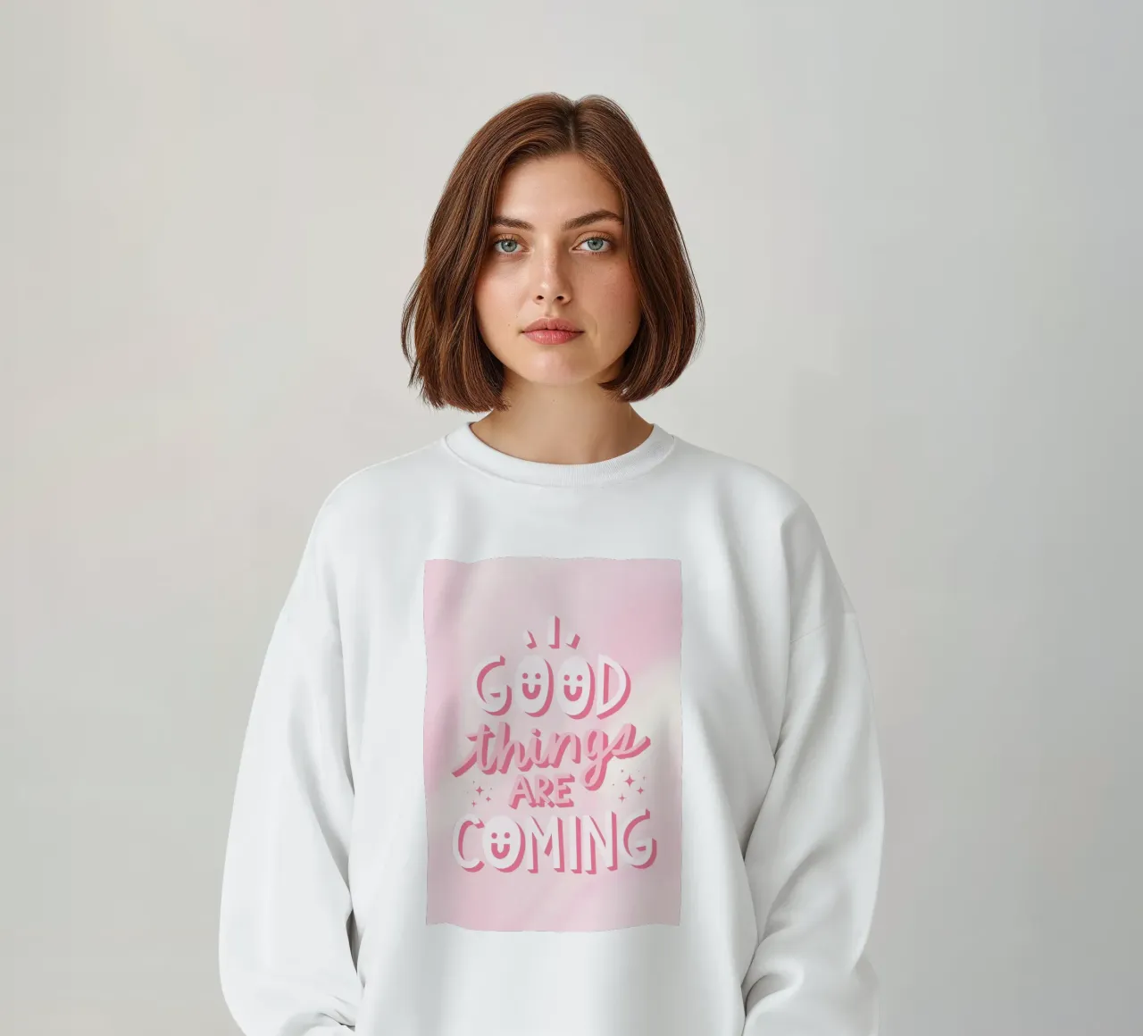 Positives Zitat Kunst | Good Things Are Coming Print Sweatshirt von NorwesClub
