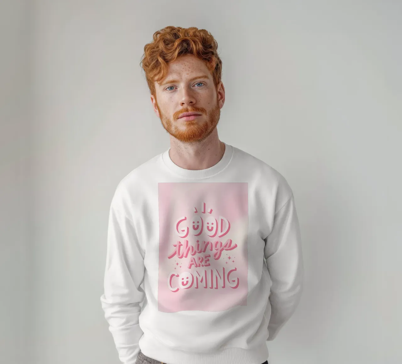 Positives Zitat Kunst | Good Things Are Coming Print Sweatshirt von NorwesClub