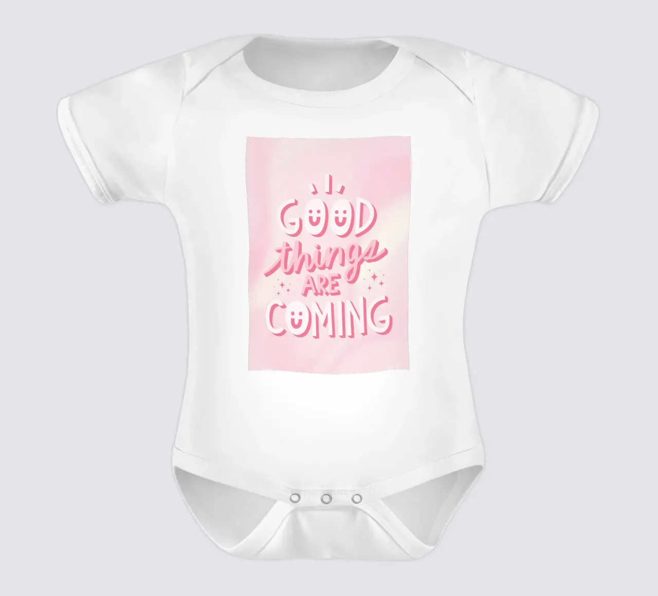 Positives Zitat Kunst | Good Things Are Coming Print Kurzarm Babybody von NorwesClub