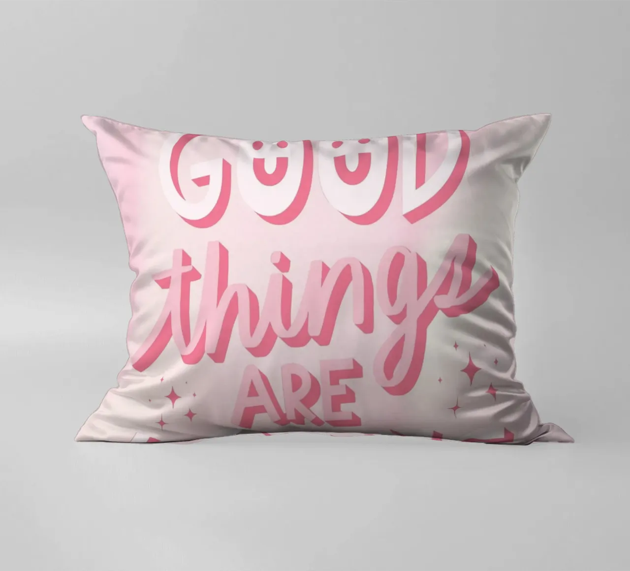 Positive Quote Art | Good Things Are Coming Print decorative cushion by NorwesClub