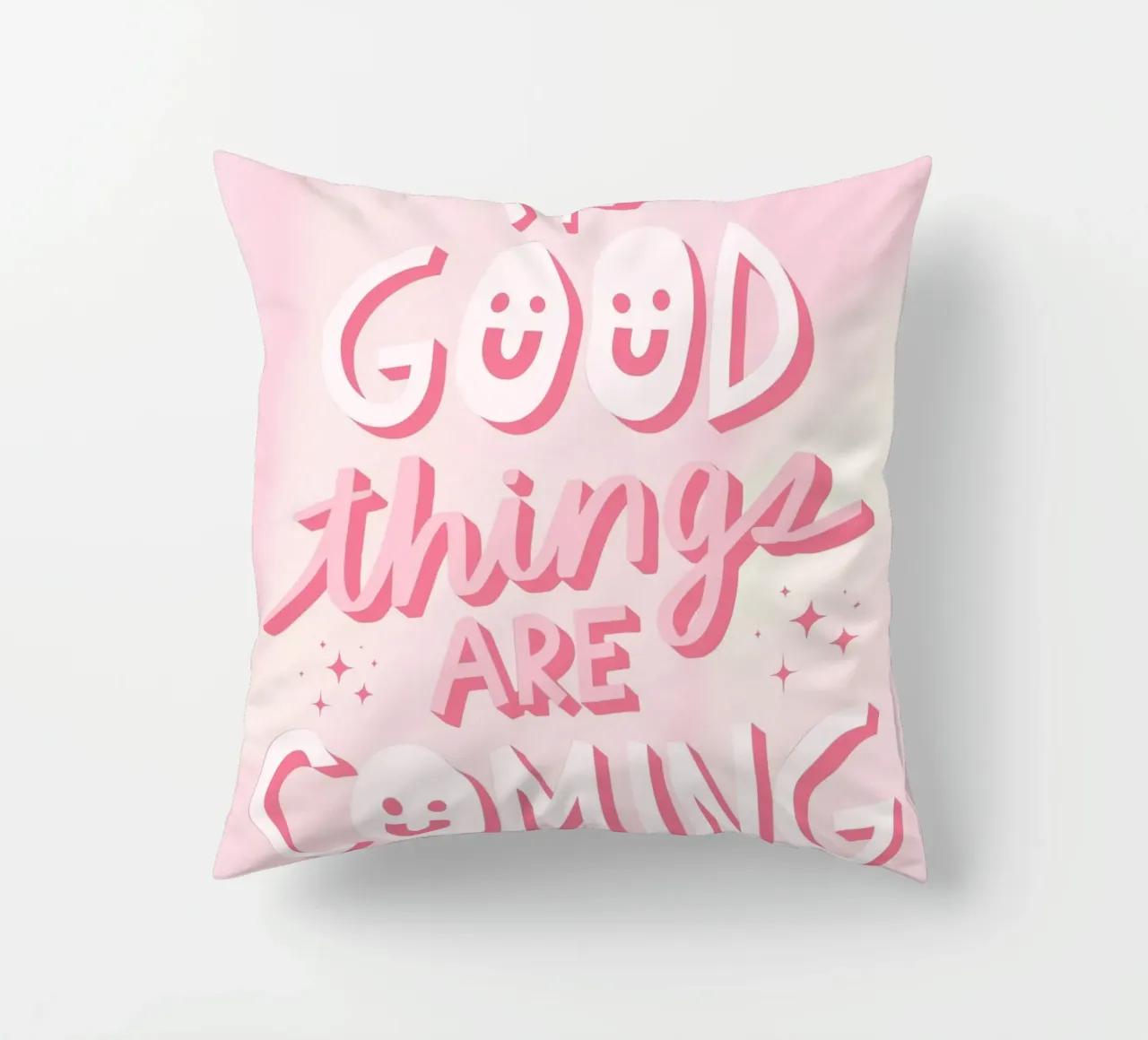 Positive Quote Art | Good Things Are Coming Print decorative cushion by NorwesClub