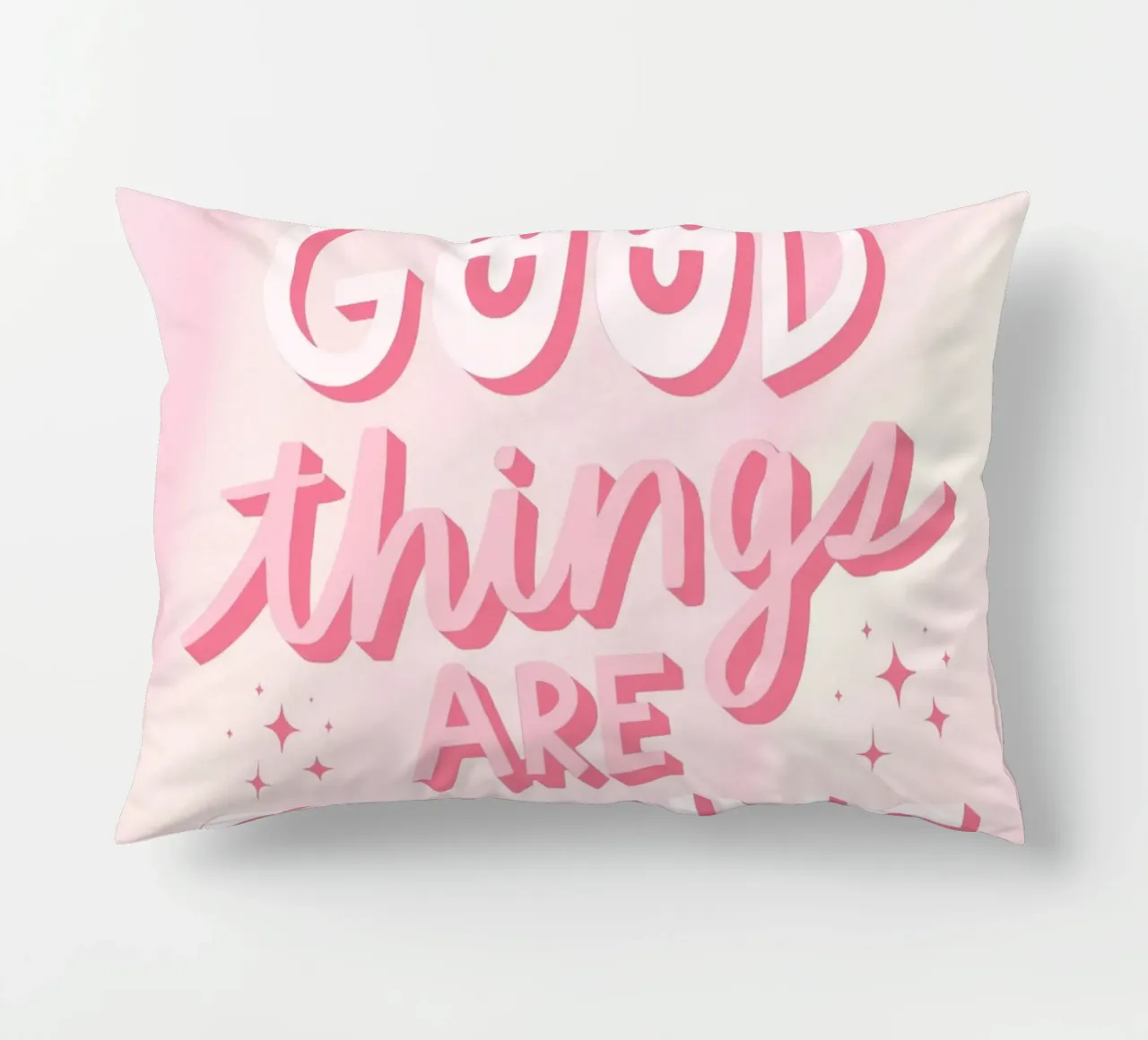 Positive Quote Art | Good Things Are Coming Print decorative cushion by NorwesClub